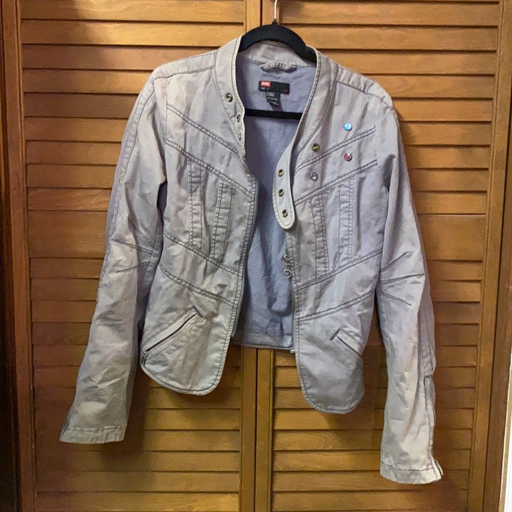 Gray cotton Diesel biker jacket
